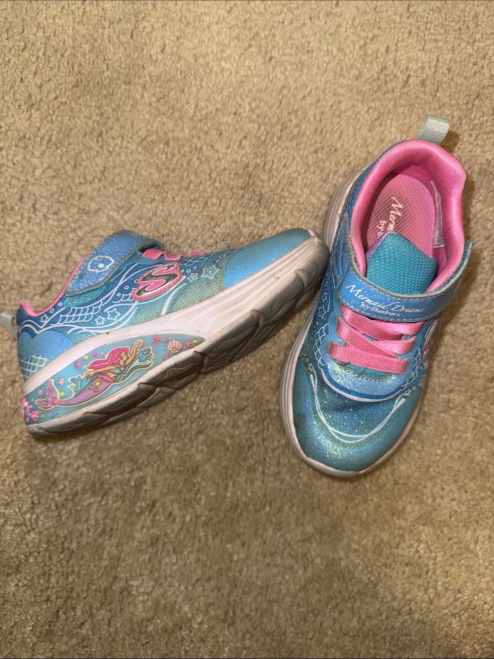 Skechers Kids Blue and Pink Mermaid Light-Up Sneakers
